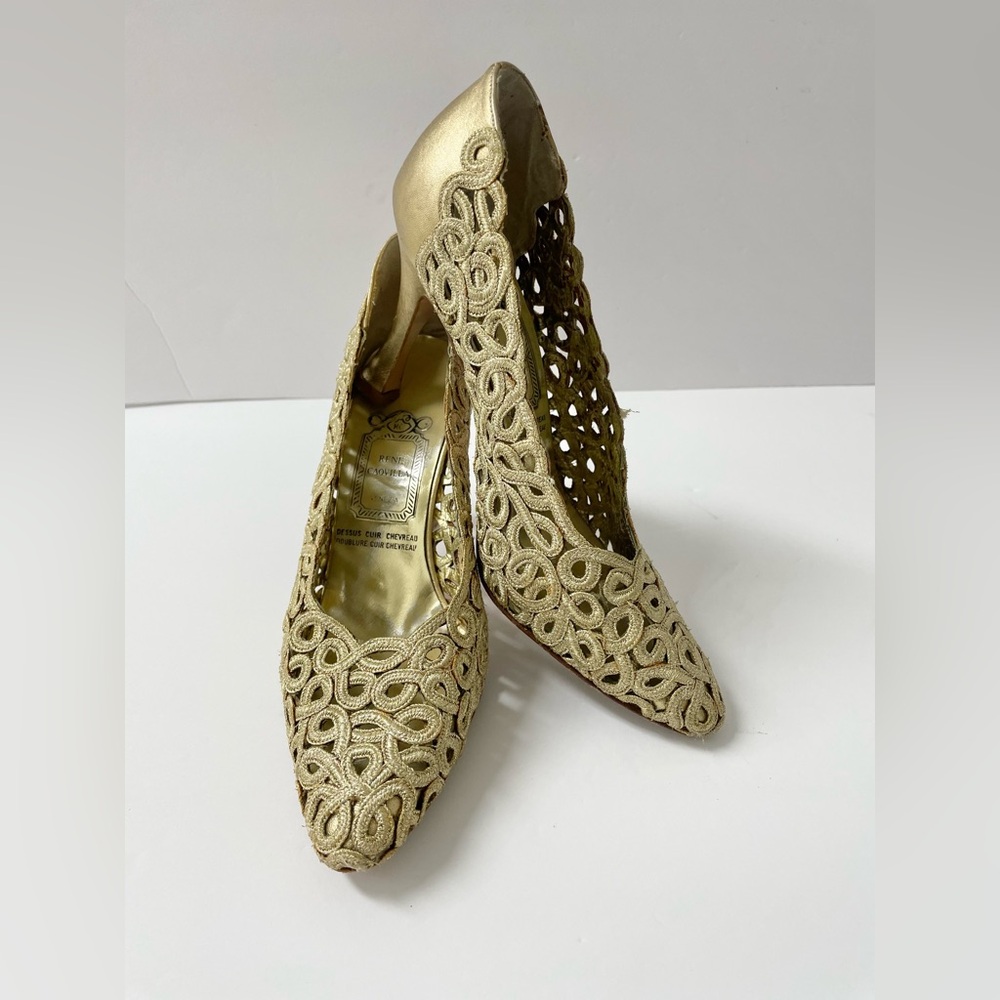 René Caovilla Gold Pump Heels Size 6 Made in Italy